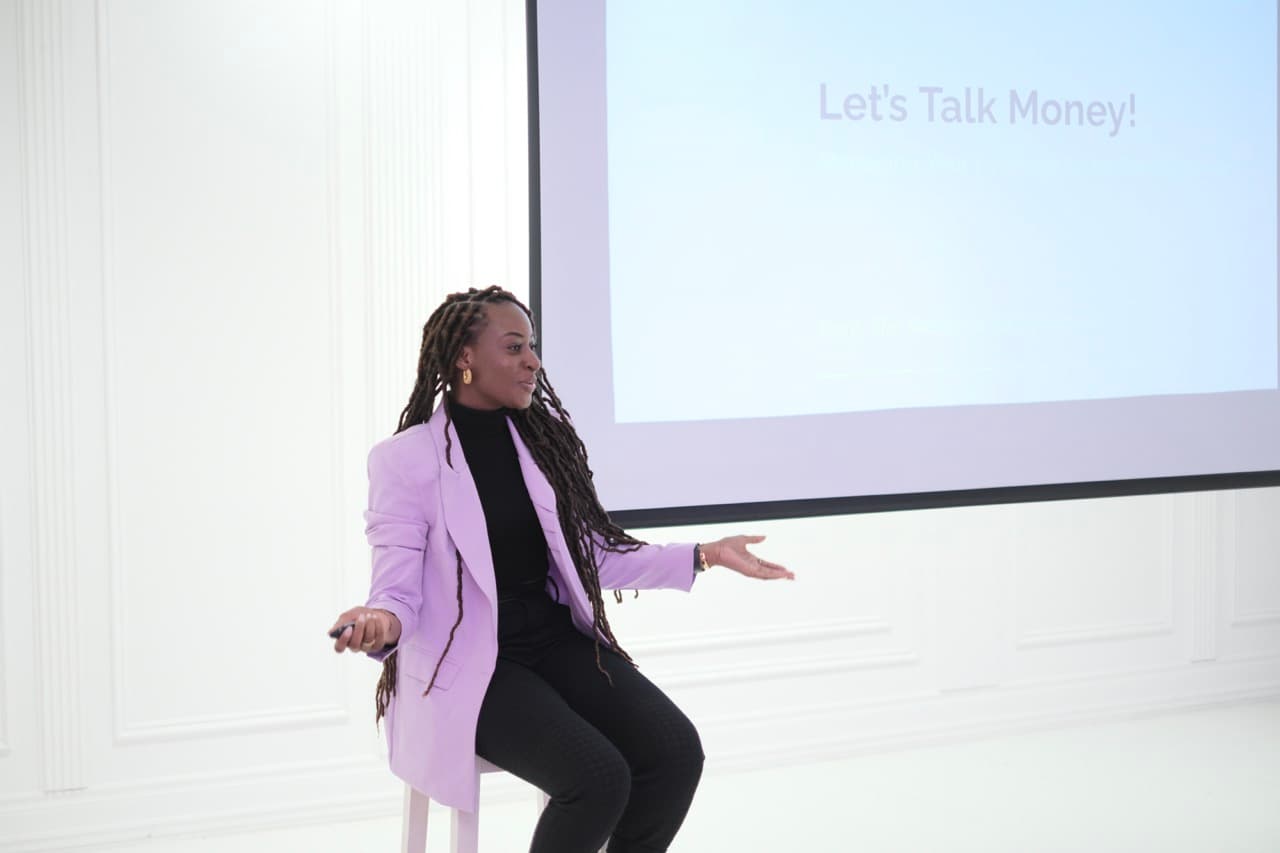 Keynote speaker, Reni giving a talk